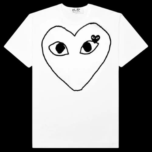 Comme des Garcons PLAY Play Women's Black Emblem Outline T-shirt White