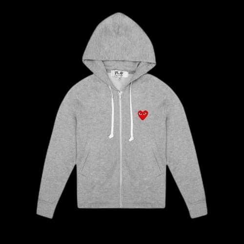 Comme des Garçons Play Zip Up Hoodie With Red Heart 'Grey'