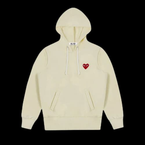 Comme des Garcons PLAY Play Women's Red Heart Hoodie Ivory