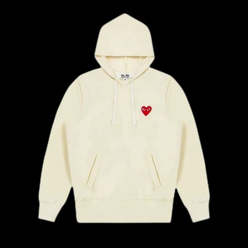Comme des Garcons PLAY Play Red Heart Hoodie Ivory