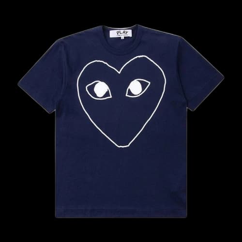 Comme des Garcons PLAY Play White Outline Heart T-shirt Navy