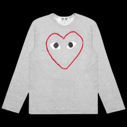 Comme des Garcons PLAY Play Red Heart Sketch L/S T-shirt Grey