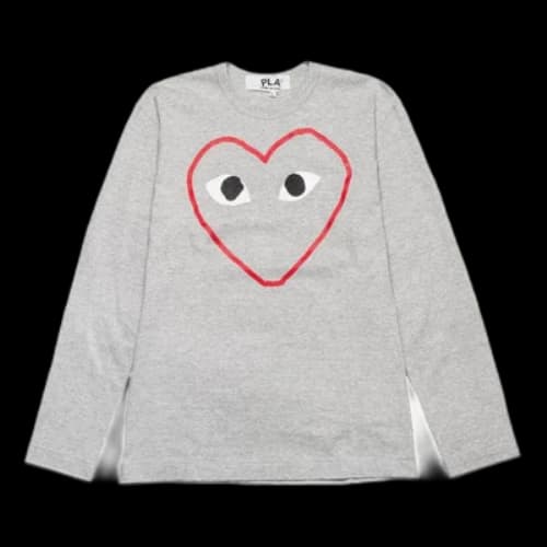 COMME des GARCONS PLAY Red Love Printing Gray Long Sleeves Grey
