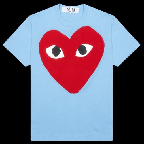 Comme des Garcons PLAY Play Women's Pastelle Red Heart T-shirt Blue