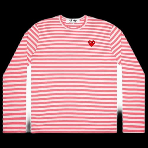 Comme des Garcons PLAY Play Women's Pastelle Striped L/S T-shirt Pink/White