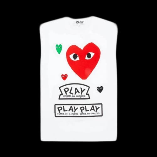 Comme des Garcons PLAY Play Women's Multi Logo Red Heart T-shirt White