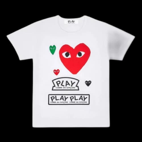 COMME des GARCONS PLAY Red Short Sleeve White T-Shirt