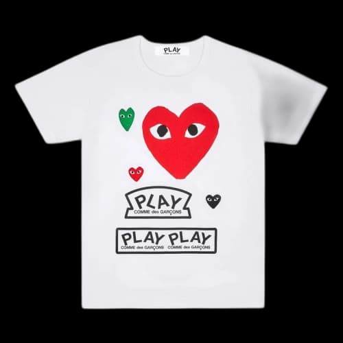 Comme des Garcons PLAY Play Multi Logo Red Heart T-shirt White