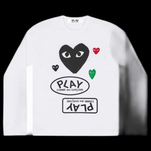 Comme des Garcons PLAY Play Women's Black Multi Logo L/S T-shirt White
