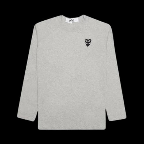 Comme des Garcons PLAY Play Black Stacked Heart L/S T-shirt Grey