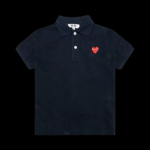 Comme des Garcons Play Kid's Red Emblem Polo Black