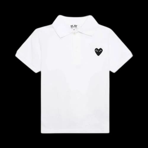 Comme des Garcons Play Kid's Black Emblem Polo White