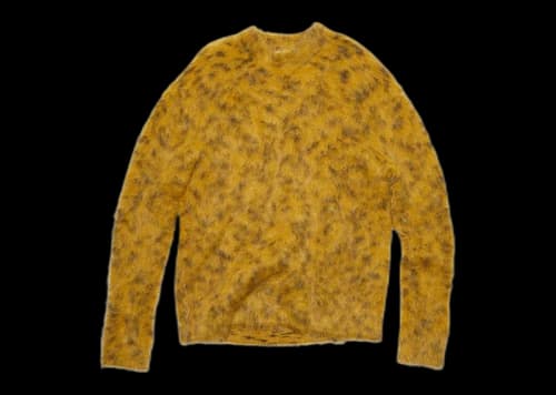 Acne Studios Brushed Hairy Woolly Fabric Crewneck Jumper Mustard Yellow/White