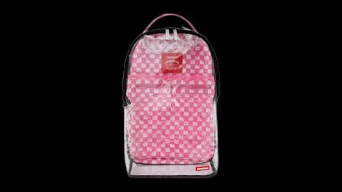 Sprayground Clear DLX Checked Out Backpack Pink Drip
