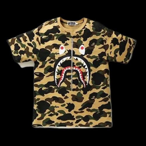 BAPE 1st Camo Shark Tee Yellow/Camo Yellow Camouflage Short Sleeve Unisex