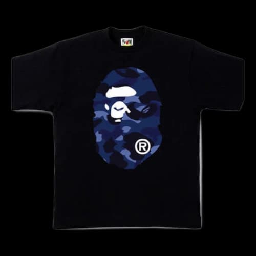 BAPE A Bathing Ape Camouflage Big Ape Head Tee 'Black Blue'