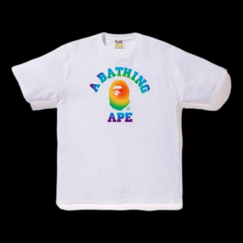 BAPE Rainbow College Tee White Alphabet Ape Head Short Sleeve