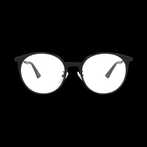 Balenciaga Round-Frame Metal Optical Frames Black Black Transparent (BB0084O-30008407-001)