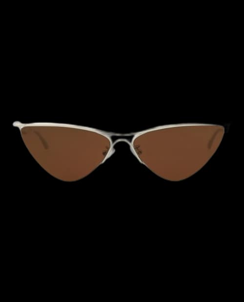 Balenciaga Cat Eye-Frame Metal Sunglasses Silver Silver Brown (BB0093S-30008409-002)