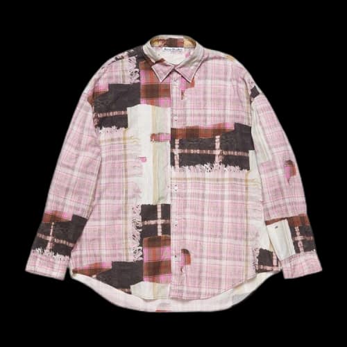 Acne Studios Check Shirt With Patchwork Print 'Pink'