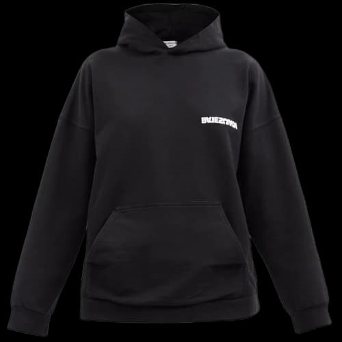 Balenciaga Women Rotated Logo Embroidered Hoodie Black