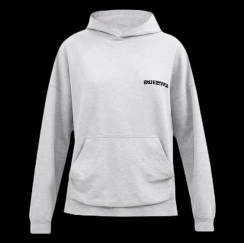 Balenciaga Women Rotated Logo Embroidered Hoodie Grey