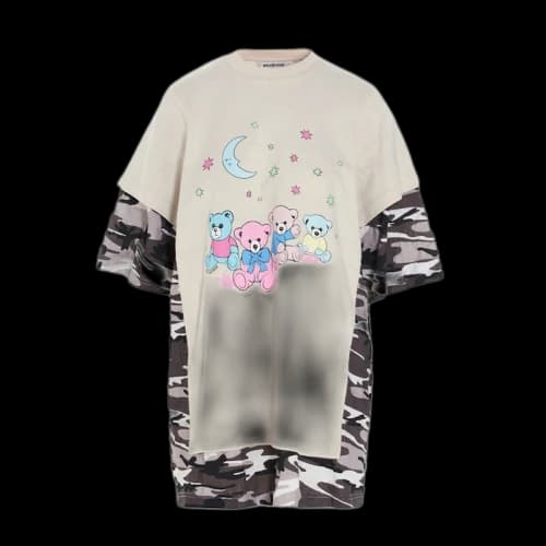 Balenciaga Love Bear Womens Oversized T-Shirt Camo