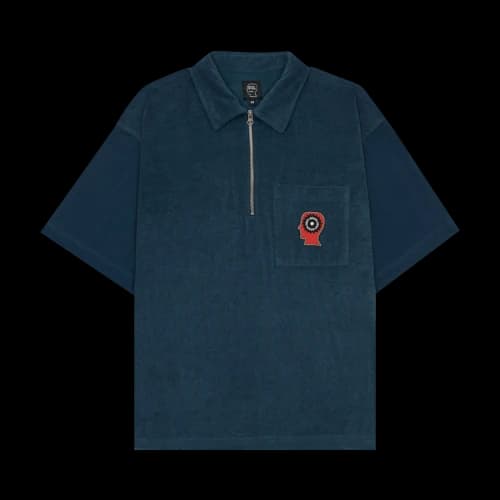 Brain Dead Half Zip Racing Shirt 'Navy'