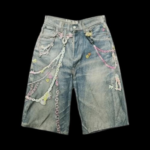 Acne Studios Kawaii Keychains Denim Shorts 'Mid Blue'