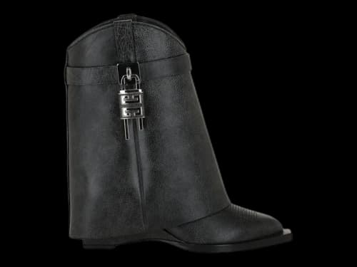 Givenchy Shark Lock Cowboy Ankle Western Boots Black (Women's)