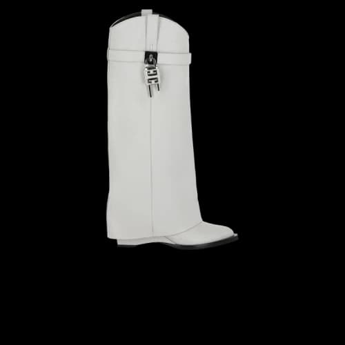 Givenchy Shark Lock Cowboy Boots Ivory (Women's)