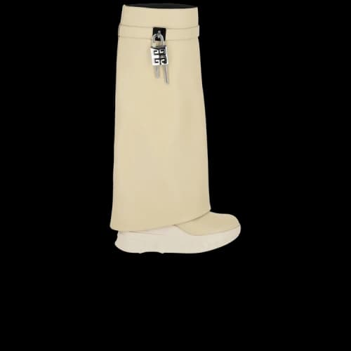 Givenchy Shark Lock Biker Boots Beige 3.3" Heel (Women's)