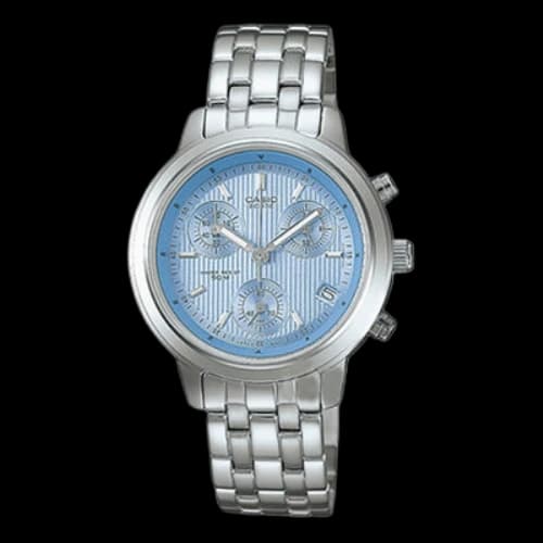 CASIO Large Series Quartz Movement Stainless Steel Case Light Blue Dial 50m Waterproof Watch Analog