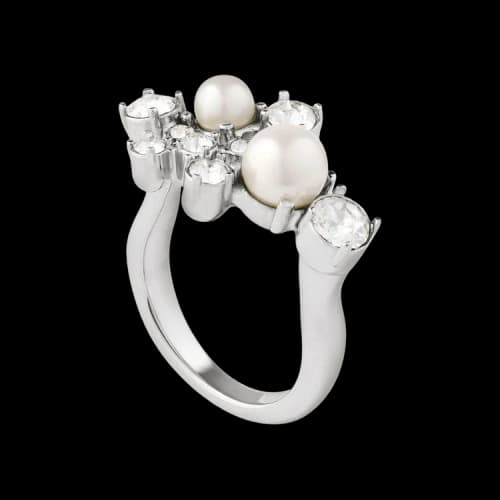 Givenchy Crystal Pearl Mixed Ring 'White/Silvery'