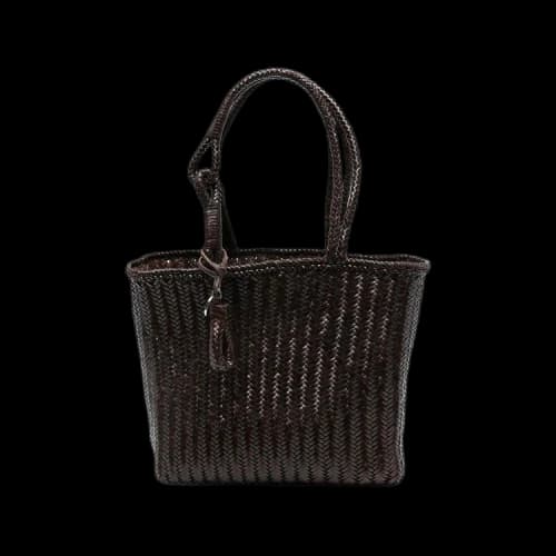 Lemaire Chevron Leather Tote Bag 'Ristretto'