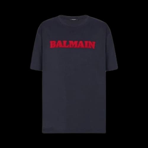 Balmain Retro Flock T-Shirt 'Marine/Rouge'