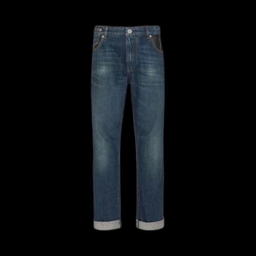 Balmain Leather Pocket Regular Denim Pants 'Blue'