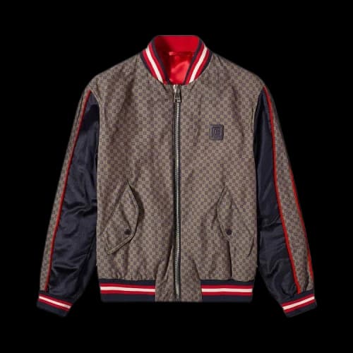 Balmain Mini Monogram Bomber Jacket 'Brown/Dark Brown/Navy/Red'