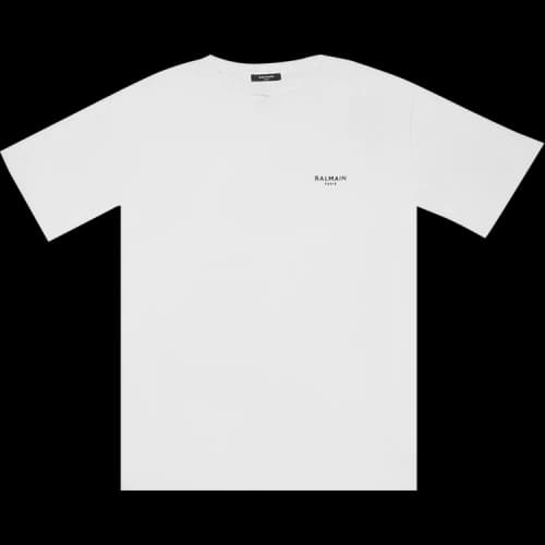 Balmain Flocked Logo Crewneck T-Shirt 'White'