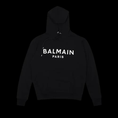 Balmain Logo Printed Drawstring Hoodie 'Black/White'