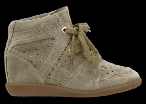 Isabel Marant Bobby Suede Calfskin Leather Wedge Sneakers Taupe (Women's)