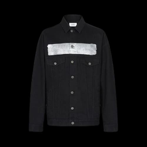 Givenchy Oversized Denim Jacket With Latex Band 'Black/Silver'