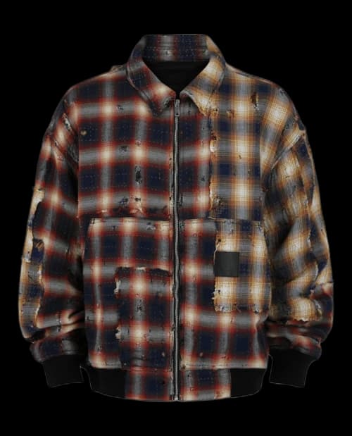 Givenchy Oversized Distressed Checked Bomber Jacket Multi