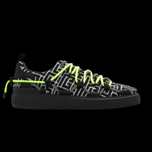 Balmain B-Court 'Monogram - Ivoire Noir Jaune Fluo'