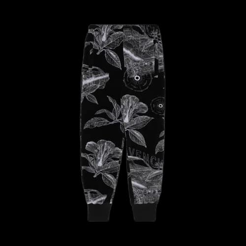 Givenchy Velvet Plant Print Trackpants 'Black/White'