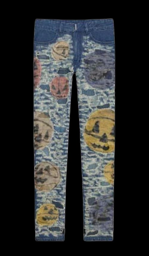Givenchy x Josh Smith Destroyed Pumpkin Slim Fit Jeans Blue/Multicolor