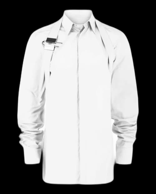 Givenchy U-Lock Harness Dress Shirt White Silver