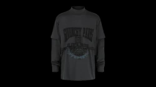 Givenchy Layered Embroidered Long Sleeve T-Shirt Black Grey
