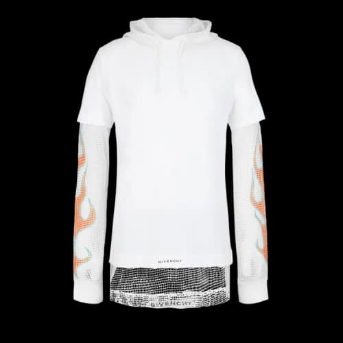 Givenchy Overlapped Hooded T-Shirt In Cotton/Mesh 'White'