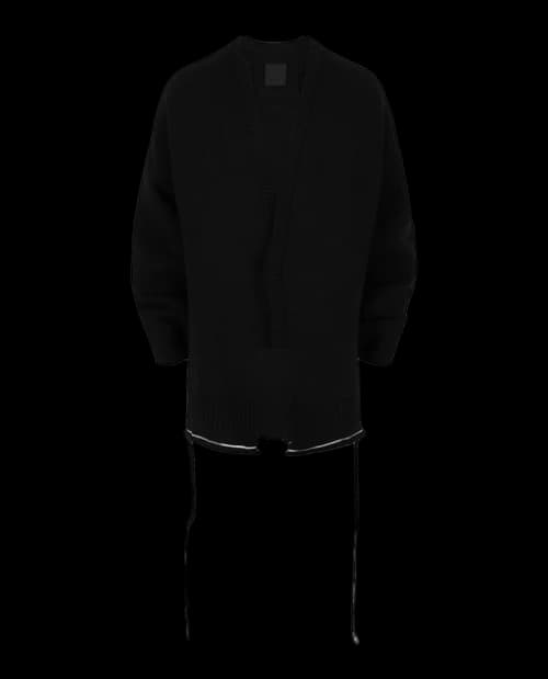 Givenchy Striped-Trim U-Lock Cardigan Black